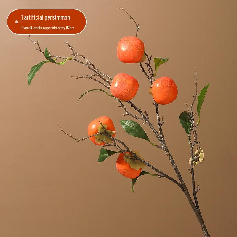 New Year Zen Persimmon Flower Bouquet - Artificial Decoration for Living Room