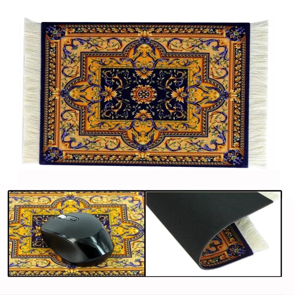 Woven flower Persian carpet small coaster wholesale merchants mouse pad desk mat retro style rubber non-slip computer desk mats