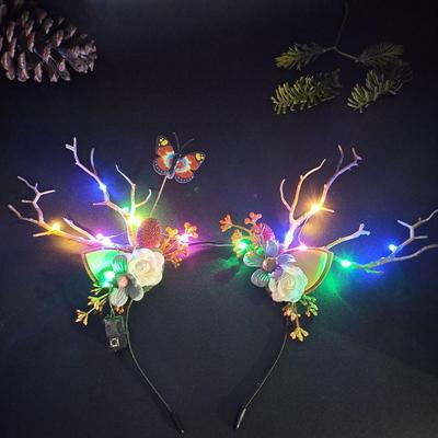 Festive Reindeer Antlers and Berry Cat Ears Headband
