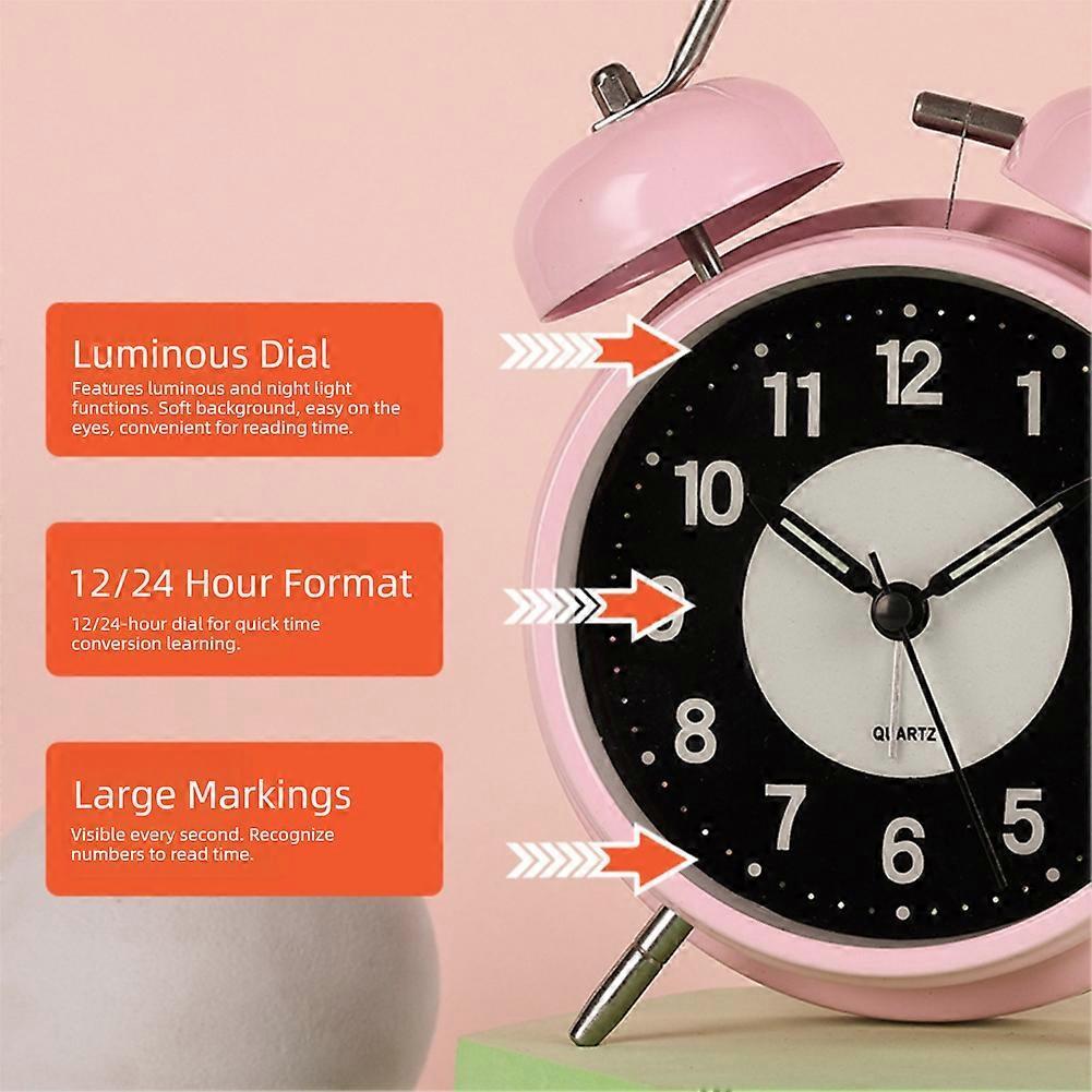 Super Loud Alarm Clock for Heavy Sleepers Adults,Twin Bell Retro Silent Non-Ticking Quartz with Luminous Dial, Alarm Clocks for Bedrooms Bedside less