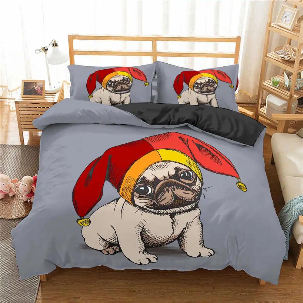 

Пододеяльник с изображением мопса, комплект постельного белья с изображением собаки и цветов, тематика животных для детей, подростков, мальчиков, милый мопс, пододеяльник из полиэстера размера King Size 70x133cm 2pcs