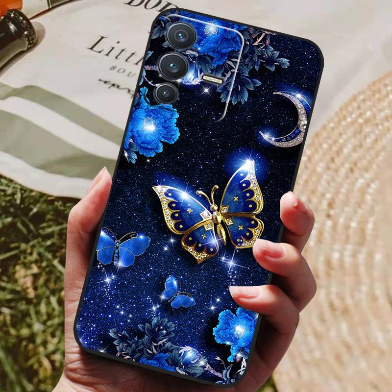 Für vivo V23 5G Hülle V2130 Weiche TPU Silikon Handyhülle Für vivo V23 5G Hüllen Schwarzer Bumper V 23 Funda für vivoV23 Coque Shell