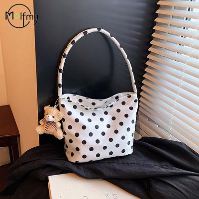 Crossbody Tote Bag Polka Dot Shoulder Bag with Pendant Shoulder Bags Women Fashiable Canvas Single Satchel for Trendy Handbag