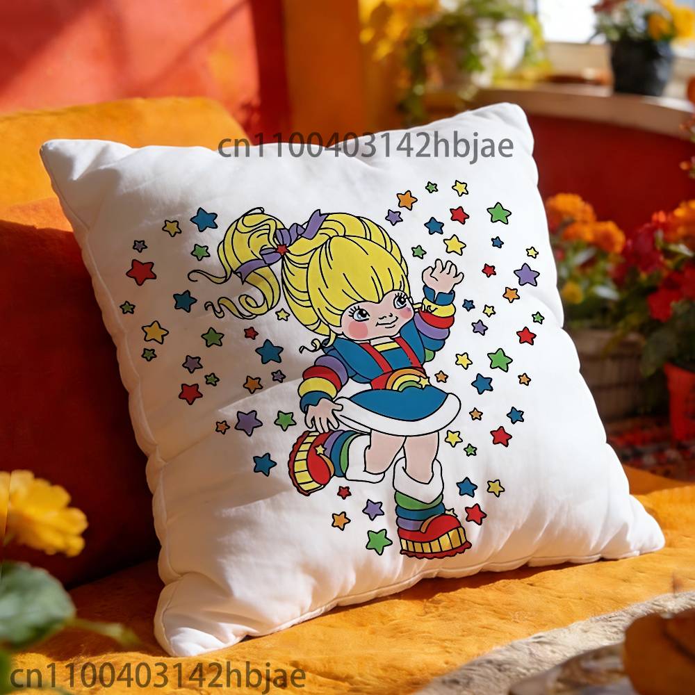 R-Rainbow B-Brite Throw Pillow Case For 45x45cm 55x55cm 30x30cm Square Car Pillowcase Home Bedchamber Decor Gift