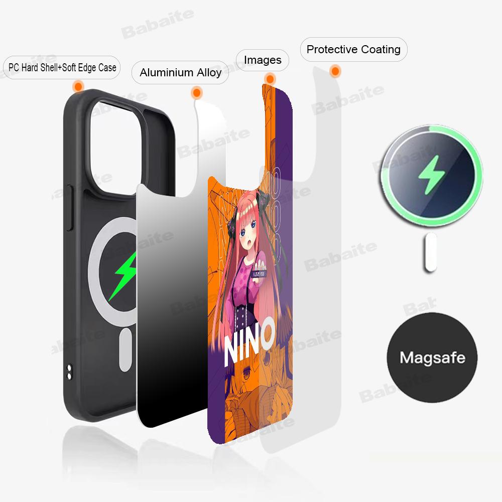 Fictional Character N-Nino-Nakano Phone Magnetic Case For IPhone16 14 13 12 11 15 ProMax Plus For Magsafe Wireless Charge Cover