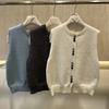 DIMANAF 2025 Autumn Women Sleeveless Vest Sweaters Knitting Buttons Colorful Casual Style Loose Sweater