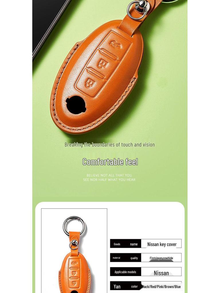 Skórzany Etui na Klucze ze Skóry Wyprawianej Roślinnie dla Nowego Kluczyka Samochodowego Sylphy Murano, Ręcznie Robiony Wzór Klamry dla Mężczyzn