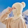 Yousheng Women Windproof Knitted Hat with Fleece Lining 3-in-1 Hooded Scarf Cold Weather Skiing Hiking Headgear