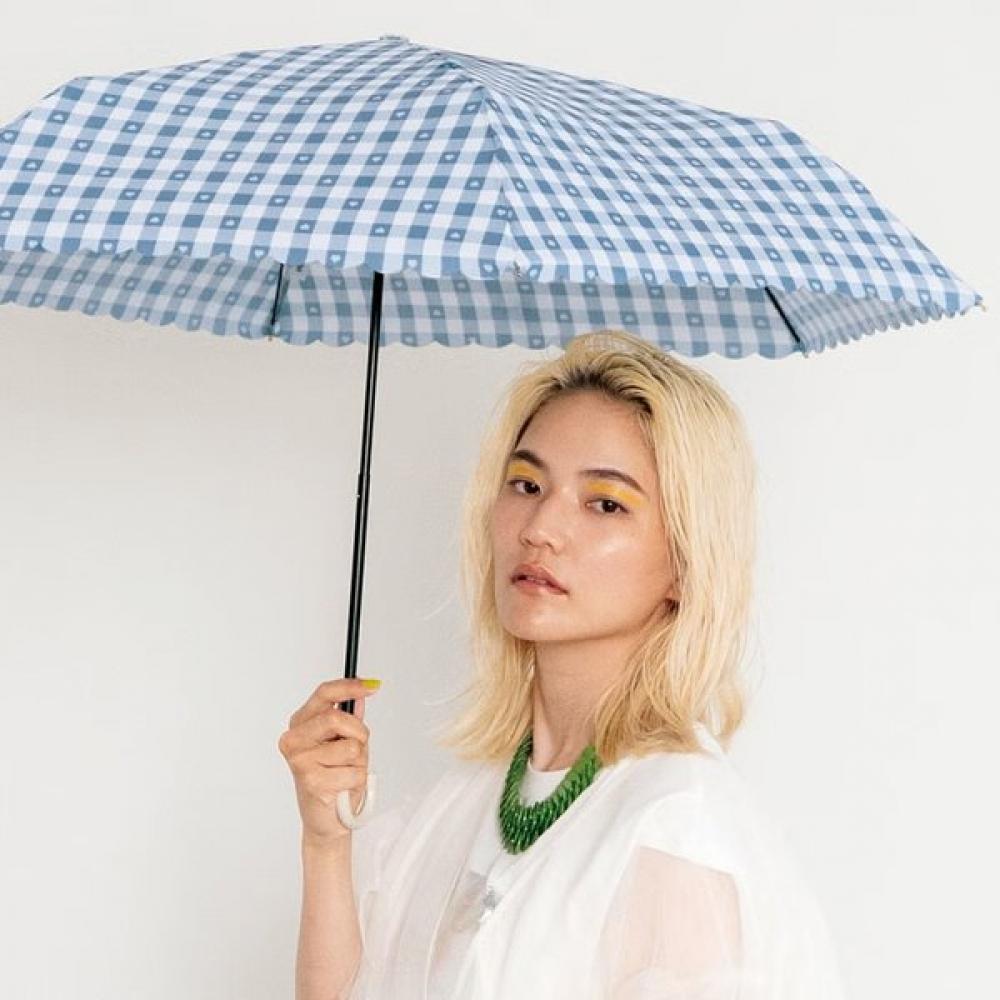 Wpc Mini 3 Section Gingham Heart Umbrella 4631 016 002 beige