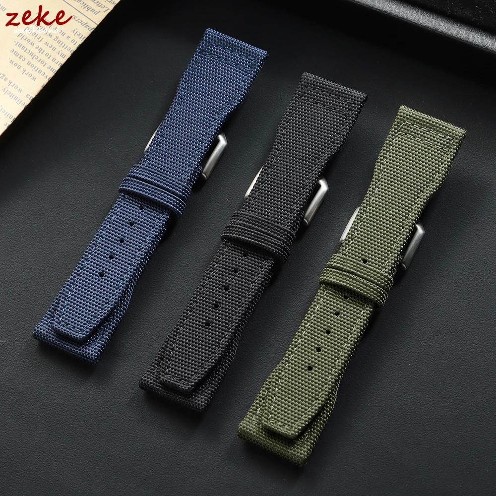 Premium Nylon Canvas Watch Strap Genuine Leather Watchband 20mm 21mm 22mm for IWC Pilot Series Green Black Brown Bracelet Belt