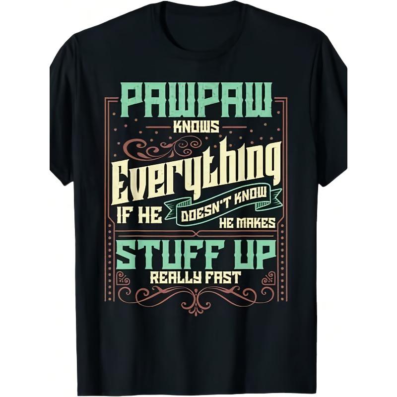 

European sizes Men S T-Shirt Featuring a Geometric Design, Known As Pawpaw Knows Everything. 4XL чорний