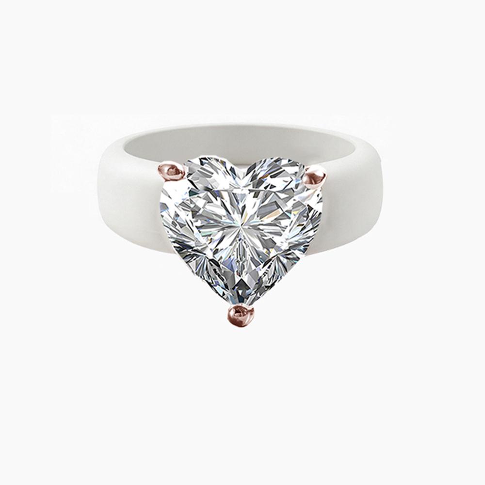 Roségold-Dreiklaue-Herzform-Zirkonia-Ring, mit mehreren Farben von Silikon-Ringschienen zur Auswahl, geeignet 10 gray