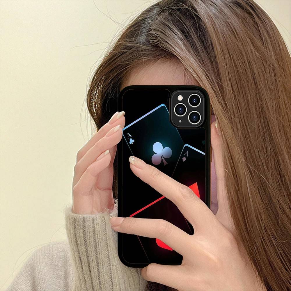 Poker Pattern Game Phone Case For IPhone 16 Pro Max 15 14 Plus 14 13 12 11 17 PC+TPU Cases Back Cover