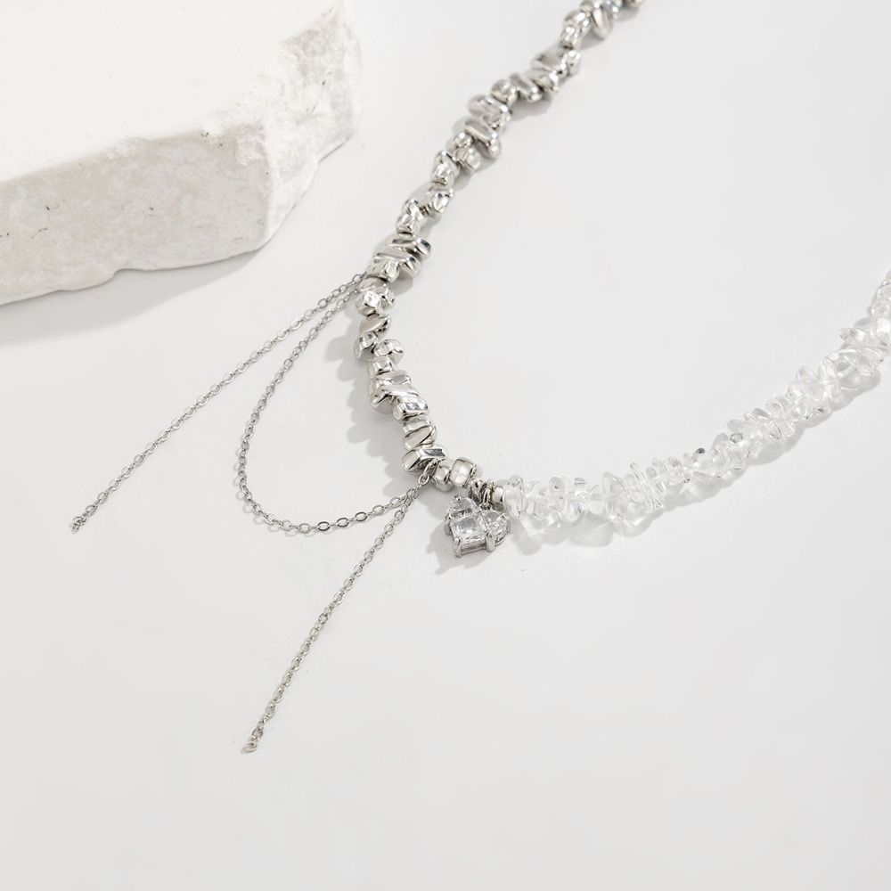 Vintage Heart-shaped Choker Irregular Multilayer Tassel Zircon Stacking Chain Jewelry Accessories