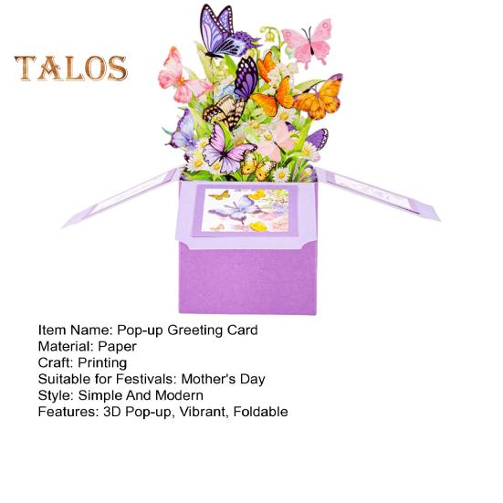 Butterfly Pop Up Card Handcrafted 3D Paper Flower Bouquet Pop-up Greeting Card for Birthday Anniversary Mother's Day