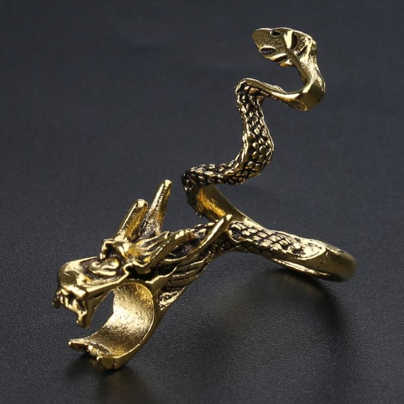 Creative Metal Golden Dragon Ring Cigarette Clip Driving Game Guitarist Perfect Universal Decor Gifts for Men Women