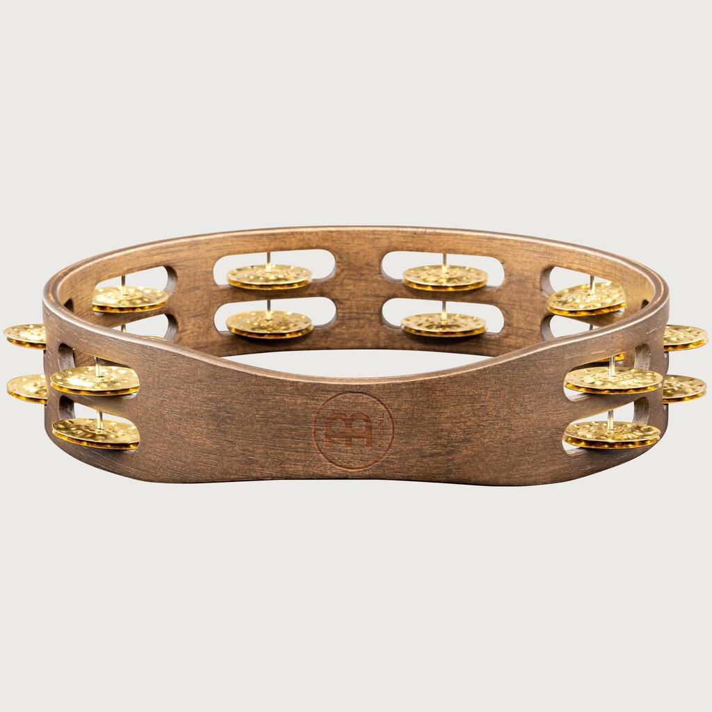 MEINL Percussion Vintage Wood Tambourine Hammered Brass Jingles 2rows TA2V-WB []