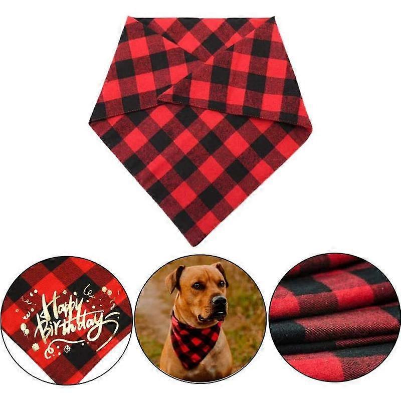 Barsinfi Triangular Dog Bandana, 2 Pieces Dog Triangular Bandana Bibs, Dog Birthday Bandana(Red Black and Green Black)