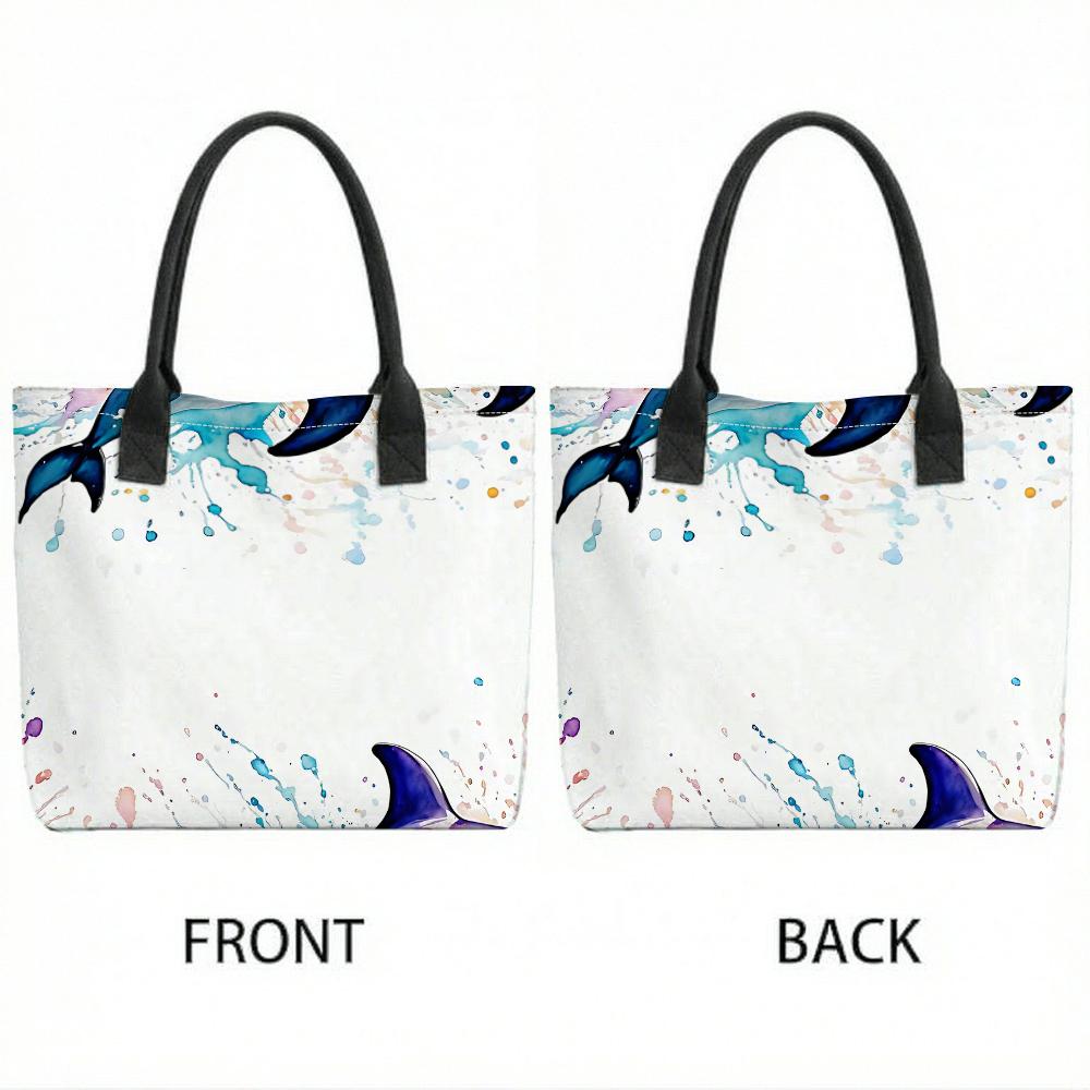  Watercolor Mermaid Tail Printed Tote Bag Large Capacity Fashion Casual Shoulder Handbag for Daily Use
