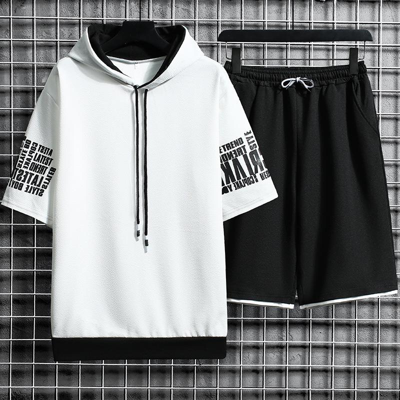 Men's Lightweight Summer Sports Set: Casual Short-Sleeve Hoodie & Pants