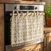 1PC Nuan Series Farmhouse Geometric Lace Oven Skirt Tassel Edge Insulated Decoration Oven Door Curtain for Kitchen Home Decor