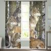 Wolf Forest Animal Tylové závěsy do obývacího pokoje Voile Průsvitný okenní závěs do ložnice Šifonové závěsy do kuchyně