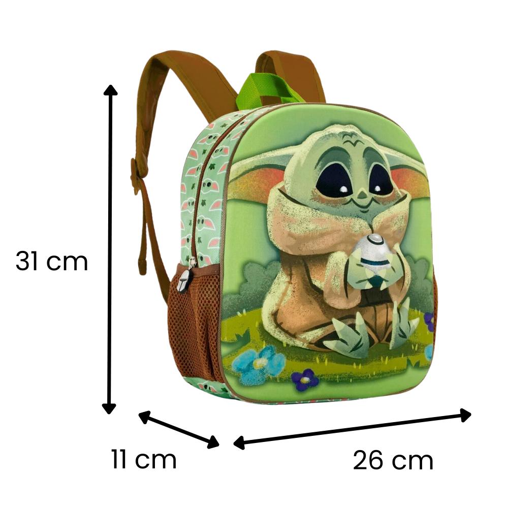 3D Preschool Backpack Single Compartment Grogu, Baby Yoda Green 26X31X11Cm