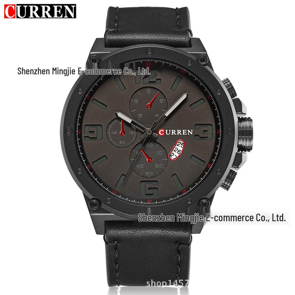 CURREN 8230 Men's Quartz Sport Watch with Casual Leather Strap and Calendar Function