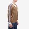 Adidas Originals Trefoil Stripe Logo Print V-Neck Long Sleeve T-Shirt Men Tops Brown IB3438