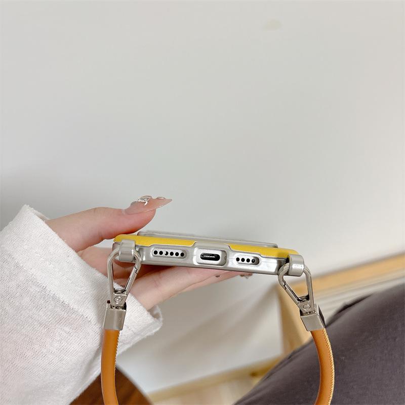 Cartoon Mouse Leather Card Holder Lanyard for iPhone 15/16/17 Pro Max