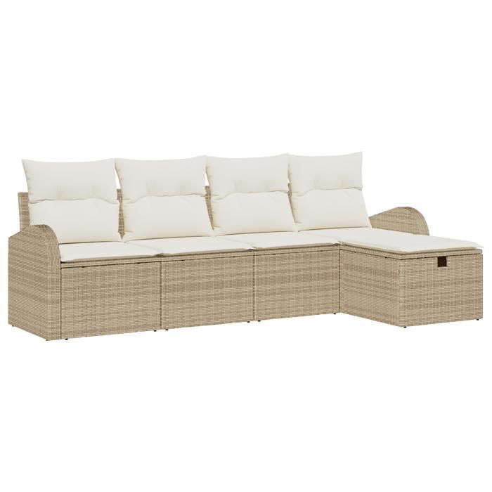 VidaXL Ensemble de Canapé de Jardin 5 pièces avec Coussins Beige Rattan Poly 3359060
