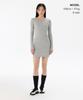 Musinsa Standard Woman Women'S Ribbed Y-Neck Long Sleeve Mini Dress [Medium Grey]