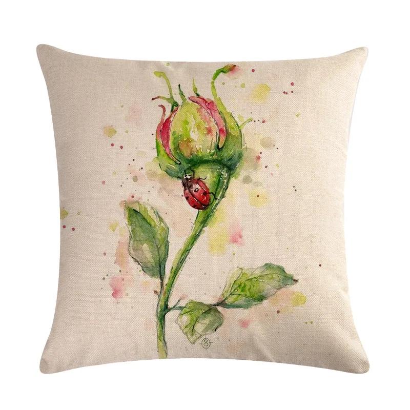 Painted Art Pillowcase Animal Print Linen Pillowcase Chair Sofa Home Decoration Cushion Cover