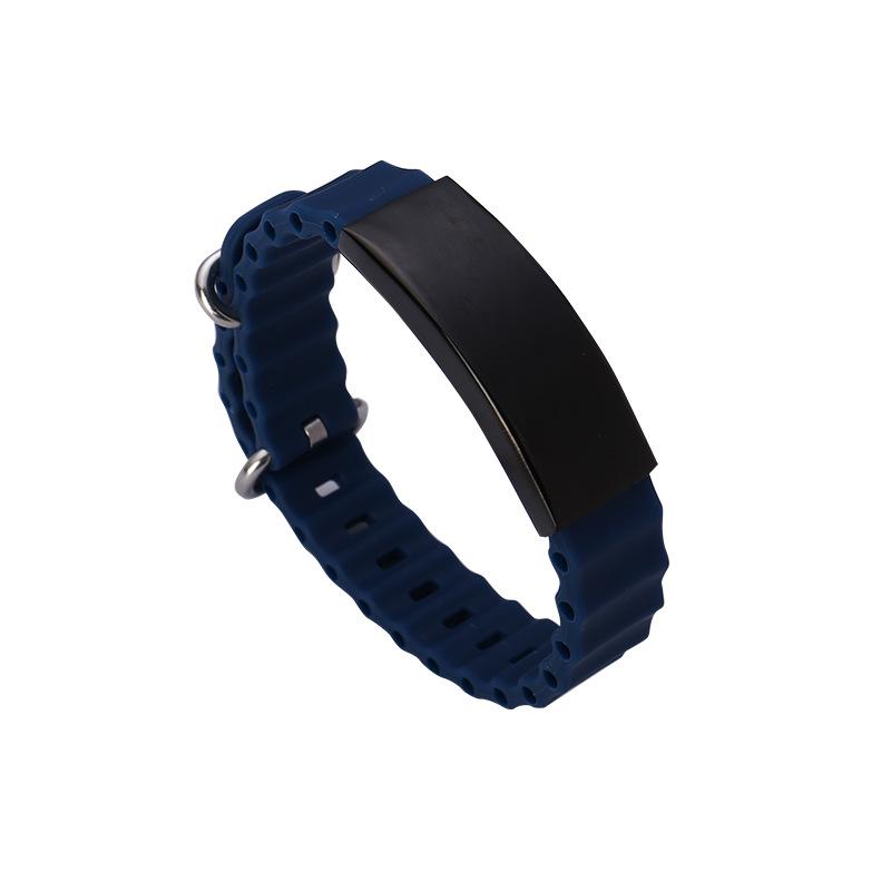 Engrave Logo Custom Name Bracelet Smooth Silicone Stainless Steel For Men Personality Jewelry