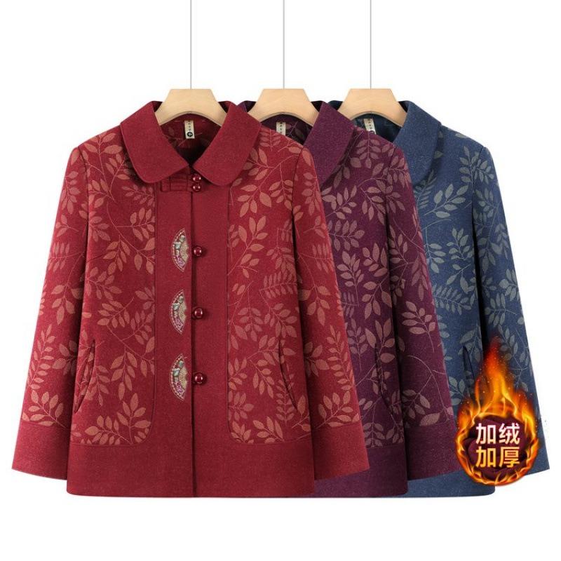 Autumn and Winter Coat Women's Retro Top Fleece Thickened Lapel Top Old