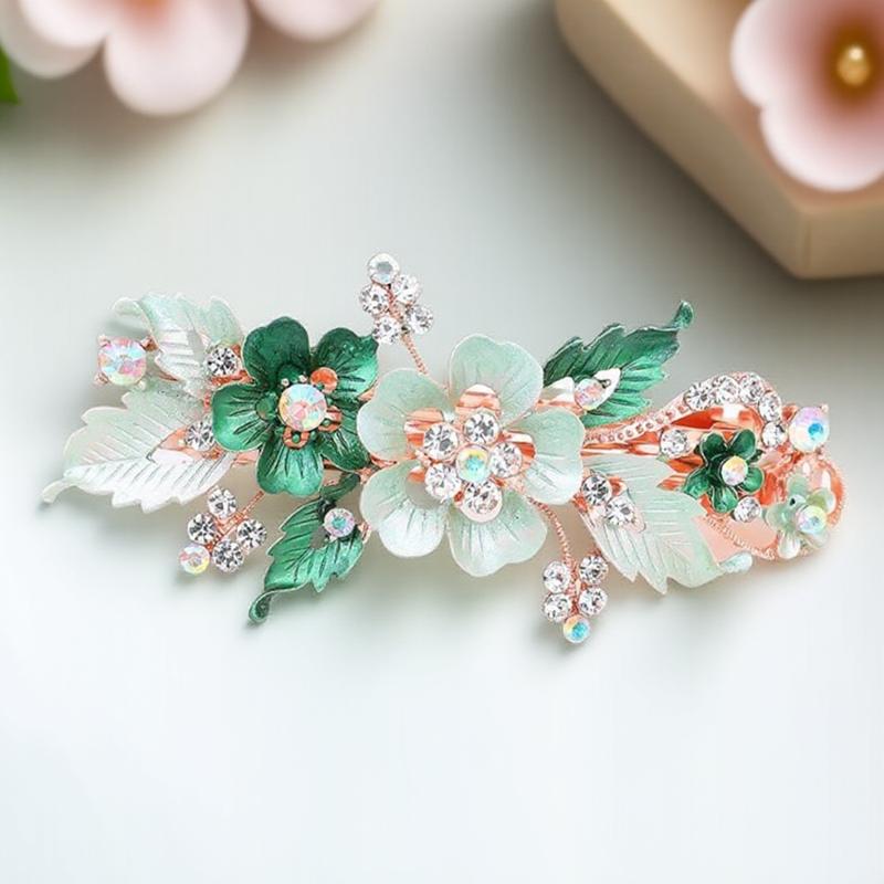 

New Resin Crystal Flower Hair Clips Barrettes Cute Hairpins Headwear Accessories for Women зелёный