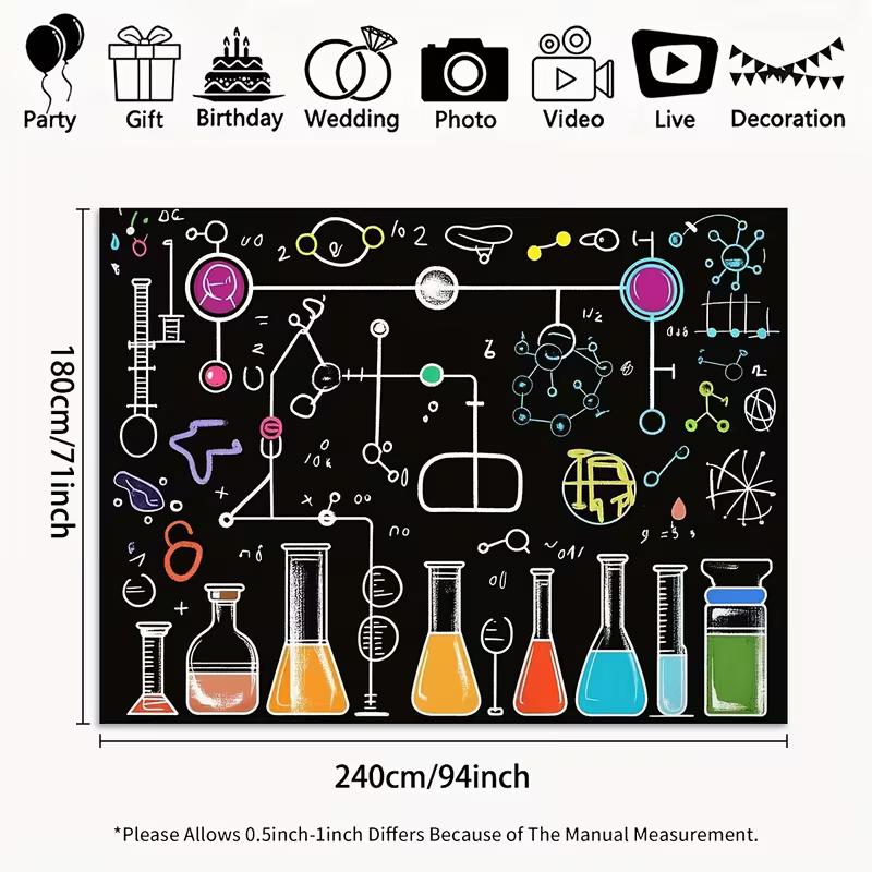 2D Chemistry Lab Backdrop Science Themed Birthday Photography Background