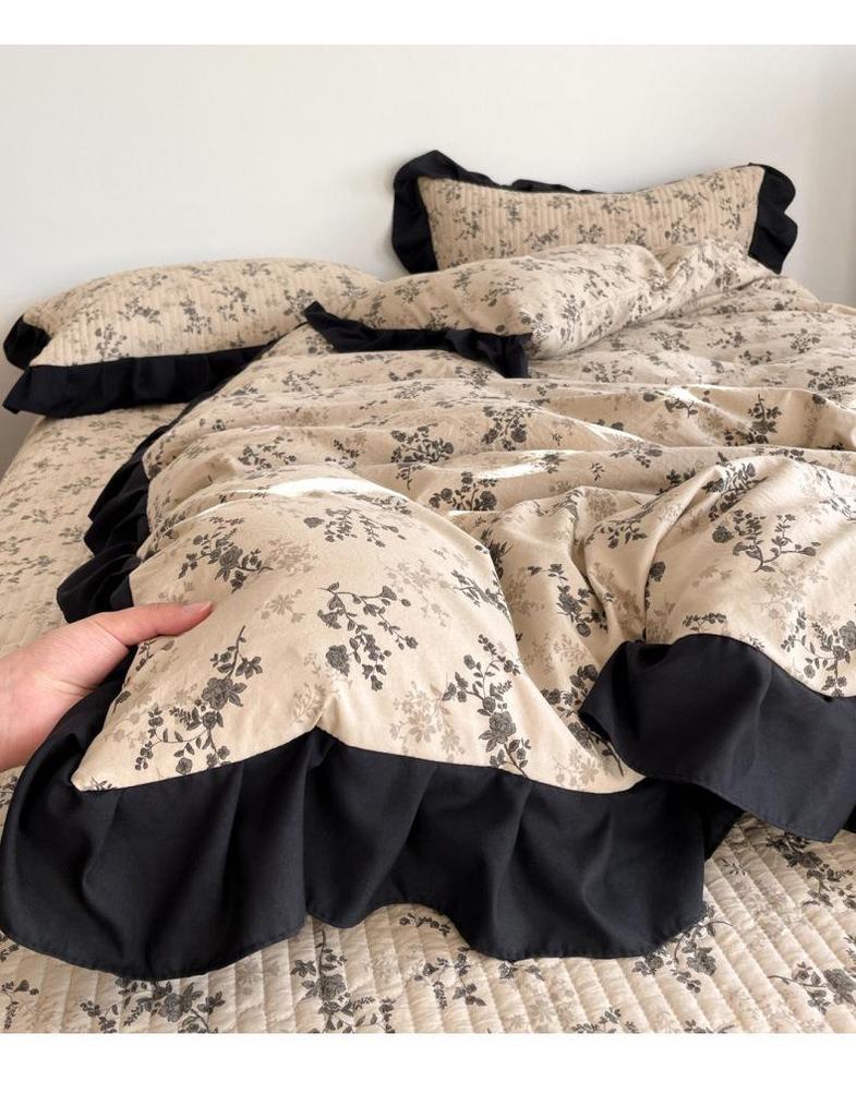 Korean Lace Floral Bedspread Set: Imitation Cotton, Single Dorm, 3-Piece