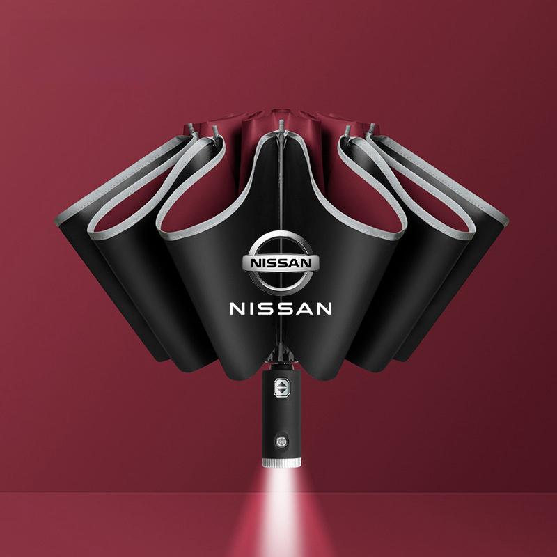 Regenschirm mit LED-Reflexstreifen Regen Windschirm Für Nissan sentra Serena maxima Versa Juke Micra rogue tiida x-trail nismo