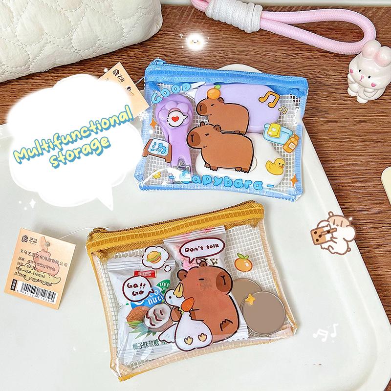Portamonete Pouch Capibara Cartone Animato in PVC Portafoglio Carino Portatile Impermeabile Mini Borsa Portaoggetti Organizzatore Chiavi Auricolari Per Bambini Regali