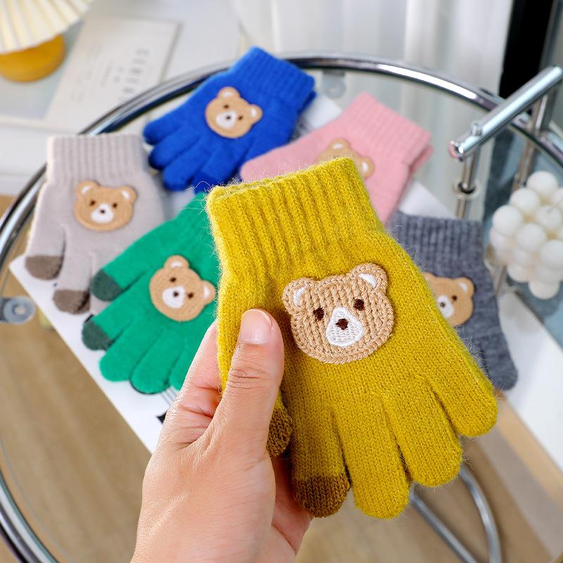 Cartoon Kinderhandschuhe Winter verdickt Jungen und Mädchen Outdoor Plüsch warm Fünffingerüberzug kleines Mädchen Frostschutz Fingerüberzug weiblich