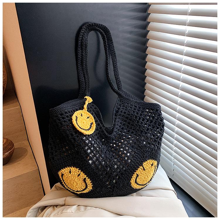 2025 New Fashion Versatile Bag Knitted Bag Tote Bag Hollow Bag Wool Bag Women's Bag Tide