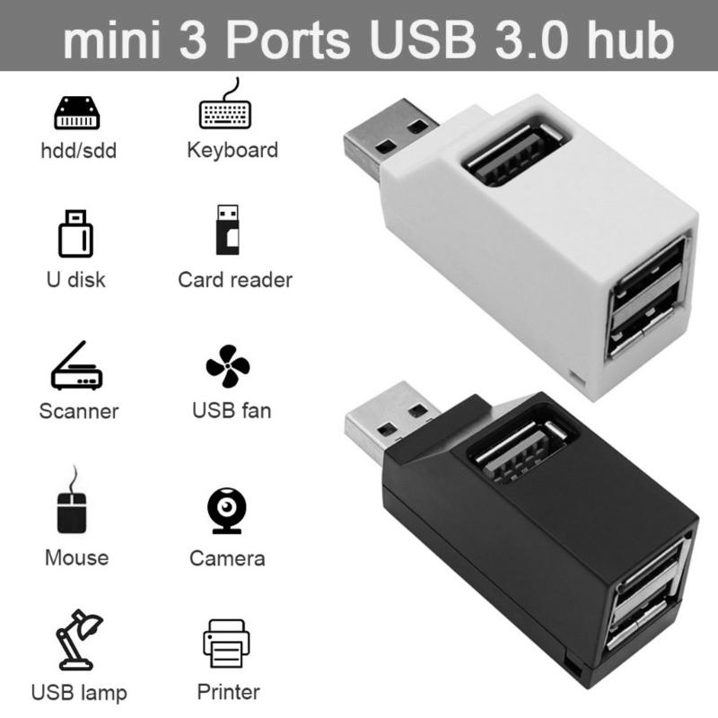 Portable USB Splitter 3 Port USB2.0 Hubs Adapter for Laptop Car Tablet Air and More