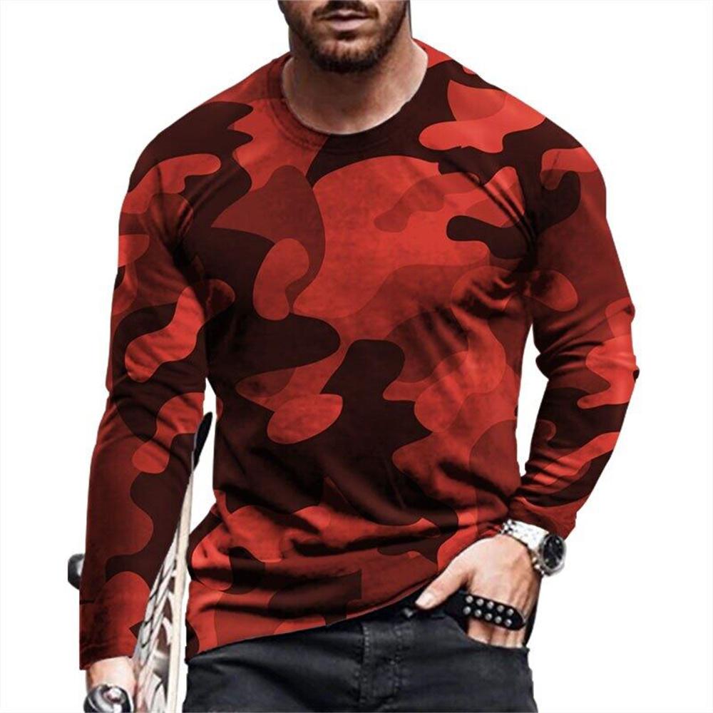 T-Shirts for Men Military Camouflage 3D Print Fashion Sport O-Neck Graphic T Shirts Tops Outdoor Running Long Sleeve Clothing