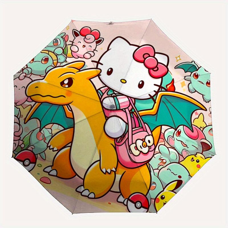 1pc Flying Dragon and Hello Kitty Pattern Umbrella, Fashionable, Personalized, High-Value Folding Umbrella, a Must-Have for Summer, 8-Rib Durable Iron