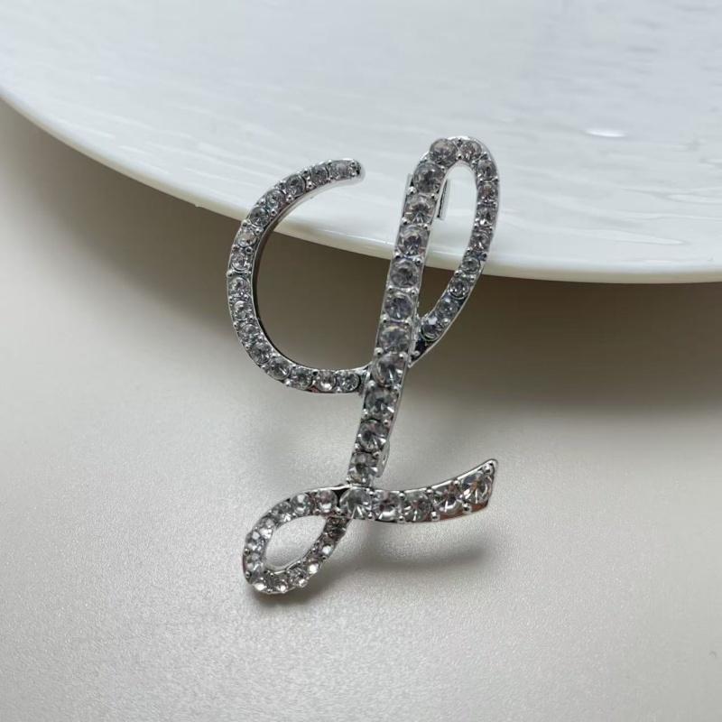 Fashion Alphabet Letter Brooch Pin Full Crystal Rhinestone Encrusted Minimalist Clothing Accessory For Women