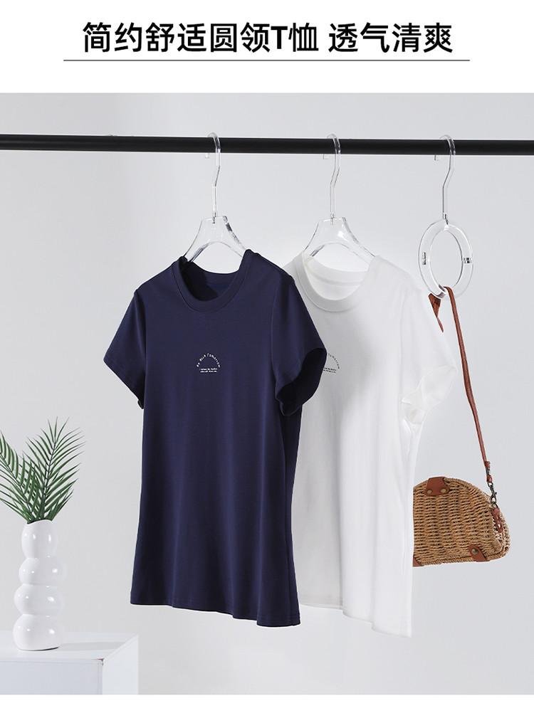 Letter printed round neck short sleeved T-shirt for women in 2026 summer casual versatile pullover top