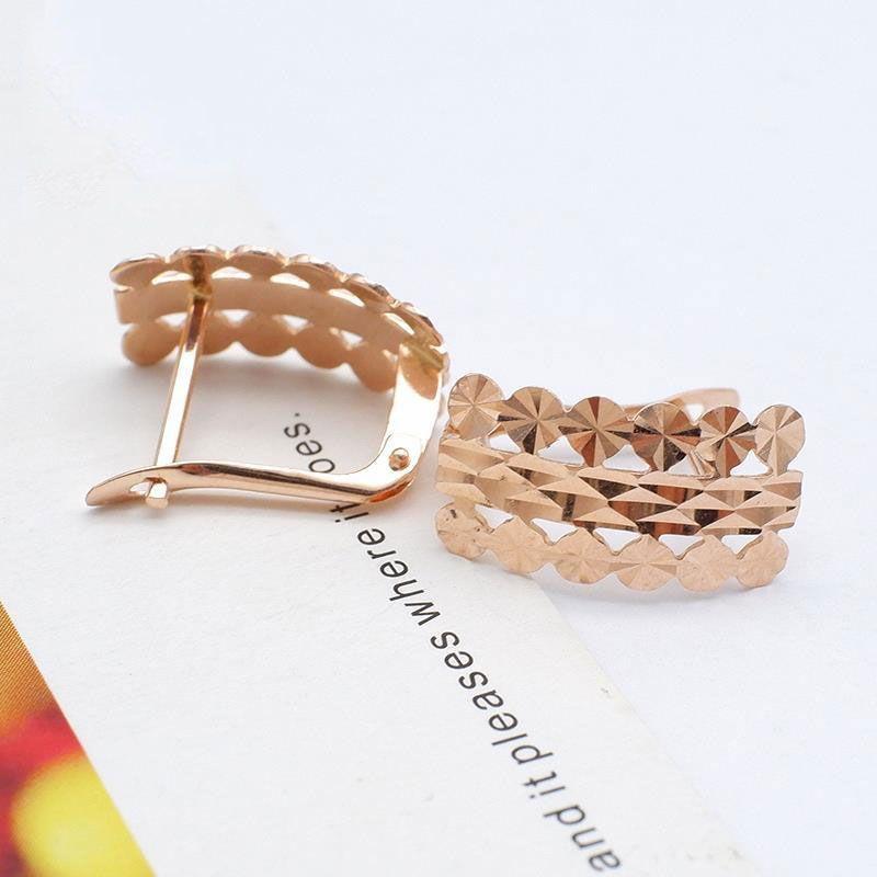 Purple Gold-Plated Rose Gold Hollow-Out Shiny Square Earrings, Simple Personality, High-End Color Gold Earrings