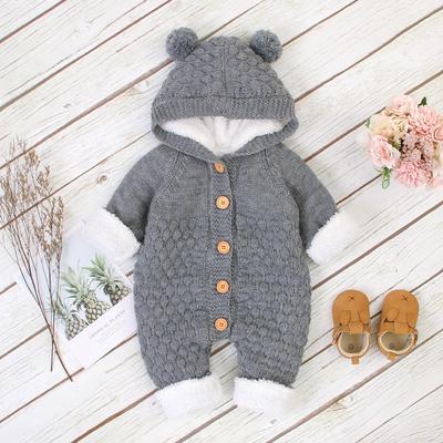Macacão de bebê de malha infantil meninos meninas macacões outono inverno macio quente recém-nascido bebes macacão uma peça da criança crianças playsuits