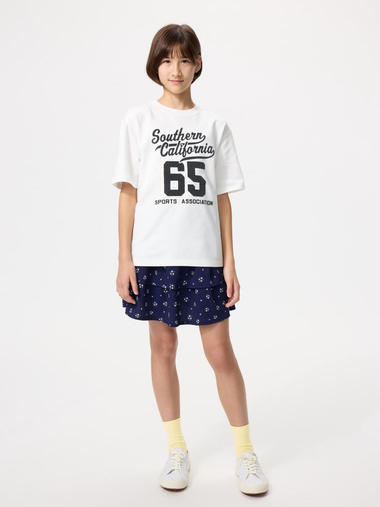 UNIQLO 483414 AIRism Cotton Graphic Crew Neck T-Shirt OFF WHITE Kids Japan